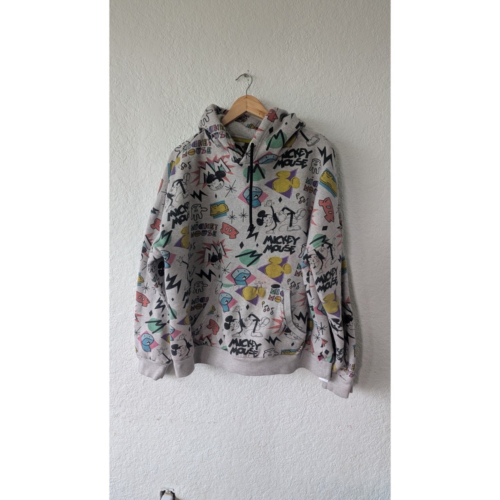 Disney Artist Series Mickey Mouse All Over Print Hoodie Oversized Sweatshirt XL